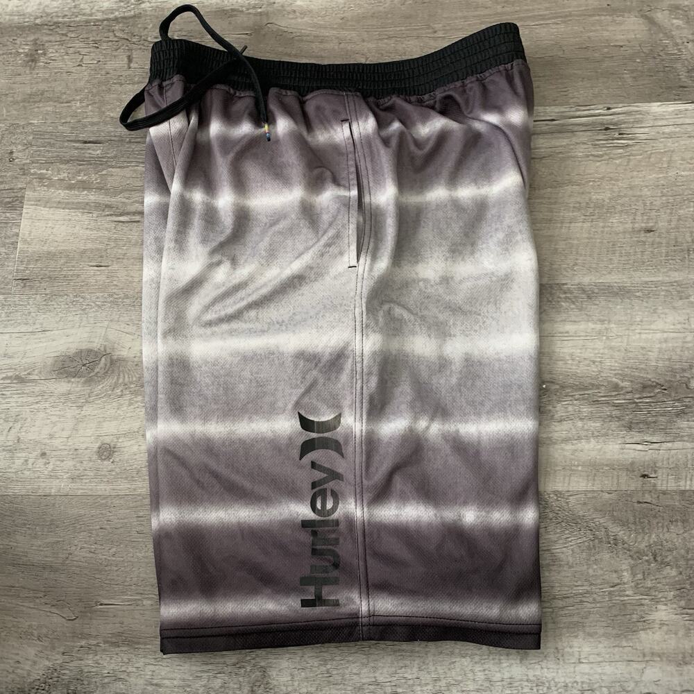 Hurley Cannonball Volley Shorts Swim Trunks Mens Size Medium Gray Tie Dye Lined